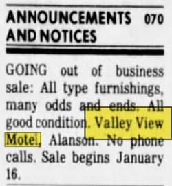 Valley View Motel (Country House) - Jan 1984 Going Out Of Business Sale (newer photo)